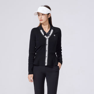 Eyelet Peplum Cardigan (Black)