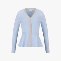 Eyelet Peplum Cardigan (Blue)