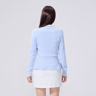 Eyelet Peplum Cardigan (Blue)