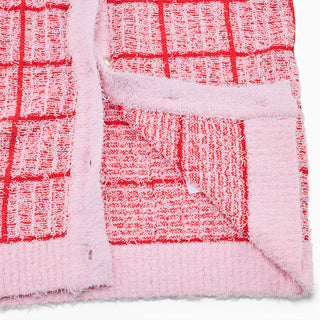 Check Short-sleeve Cardigan (Red)
