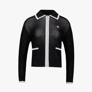 Zip-up Cool Mesh Cardigan (Black)