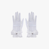 See-through Ribbon Lambskin Gloves (White)