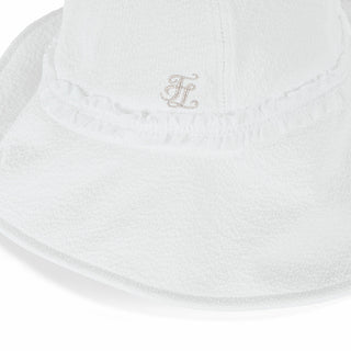 Seersucker Bonnet Hat (White)