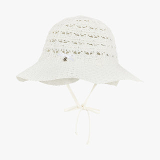 Crochet Raffia Bucket Hat (White)
