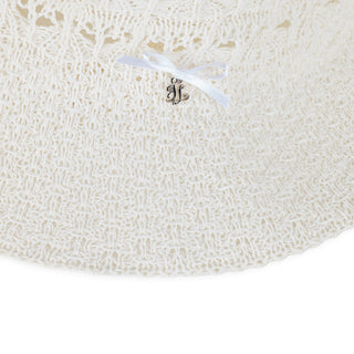 Crochet Raffia Bucket Hat (White)