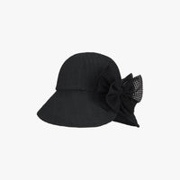 Mesh Big Ribbon Bonnet Hat (Black)