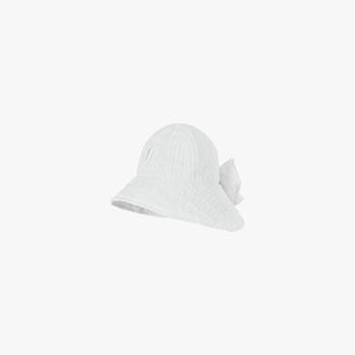 Mesh Big Ribbon Bonnet Hat (White)
