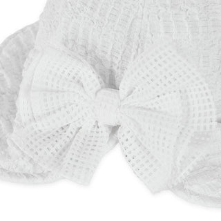 Mesh Big Ribbon Bonnet Hat (White)