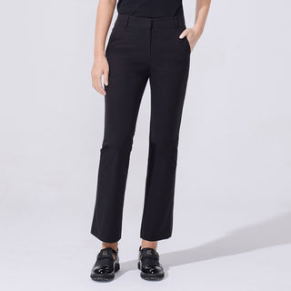 Back-slit Ribbon Semi-bootscut Pants (Black)