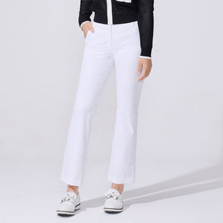 Back-slit Ribbon Semi-bootscut Pants (White)