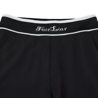 Back Logo Banded Bootscut Pants (Black)