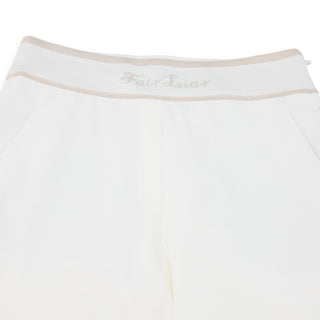 Back Logo Banded Bootscut Pants (White)