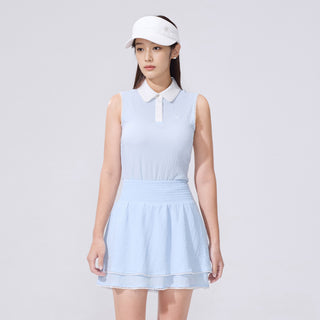 Seersucker Smoke Band Skirt (Blue)