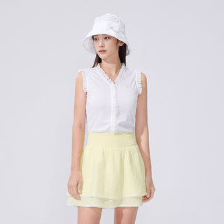Seersucker Smoke Band Skirt (Yellow)