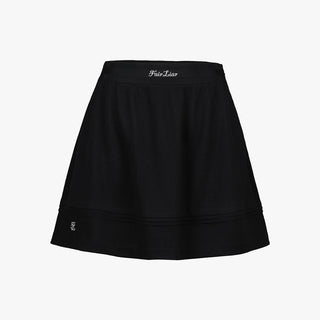 Waffle Banded Shirred Skirt (Black)