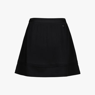 Waffle Banded Shirred Skirt (Black)