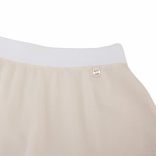 Waffle Banded Shirred Skirt (Cream)