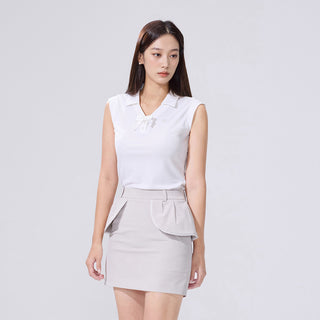 Lace Trim Flap Skirt (Beige)
