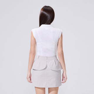 Lace Trim Flap Skirt (Beige)