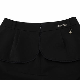 Lace Trim Flap Skirt (Black)