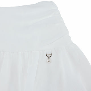 Tulle Drape Skirt (White)