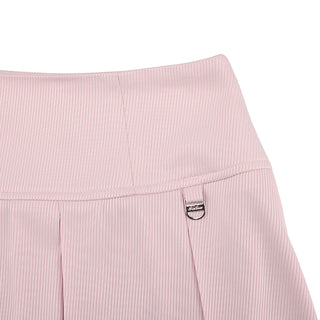 Rib Back Pleated Skirt (Coral)