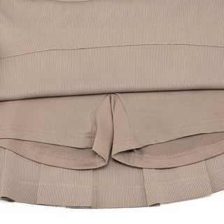 Rib Back Pleated Skirt (Cocoa)
