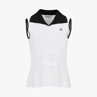 Ribbon Point Sleeveless Knit (White)