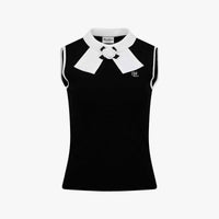 Detachable Corsage Sleeveless Knit (Black)