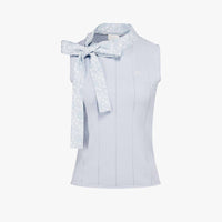 Sleeveless Ribbon Pattern Scarf Knit (Blue)
