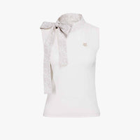 Sleeveless Ribbon Pattern Scarf Knit (White)