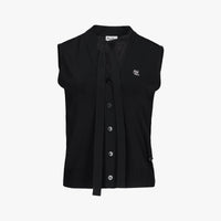 Tie Sleevless Cardigan Knit (Black)