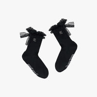 Lace Ribbon Summer Ankle Socks (Black)
