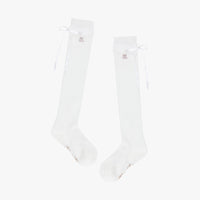 Satin Ribbon Summer Knee Socks (White)