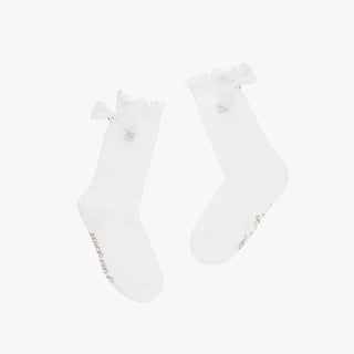 Ankle Frill Ribbon Socks (White)