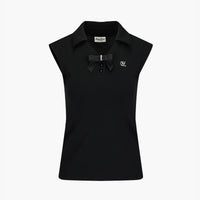 Pearl Ribbon Sleeveless T-Shirt (Black)