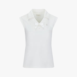 Pearl Ribbon Sleeveless T-Shirt (White)