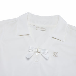 Pearl Ribbon Sleeveless T-Shirt (White)