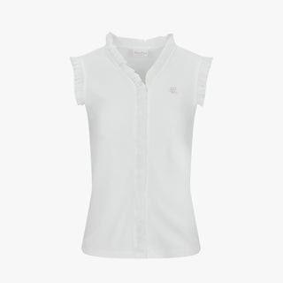Frill V-neck sleeveless T-shirt (White)