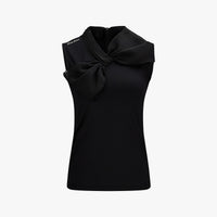Big ribbon sleeveless T-shirt (Black)