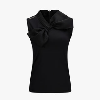 Big ribbon sleeveless T-shirt (Black)
