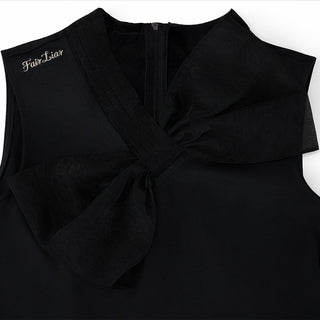 Big ribbon sleeveless T-shirt (Black)