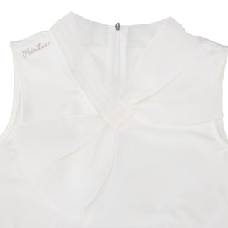 Big ribbon sleeveless T-shirt (White)