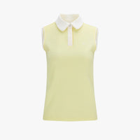 Pom-Pom Seersucker Sleeveless T-Shirt (Yellow)