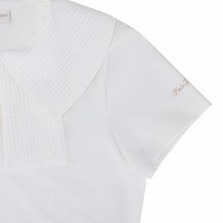 Mesh Double Collar T-Shirt (White)