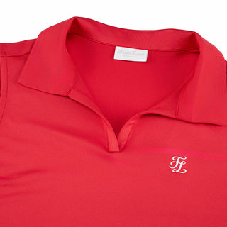 Contrast Collar Open-neck Sleeveless T-Shirt (Red)
