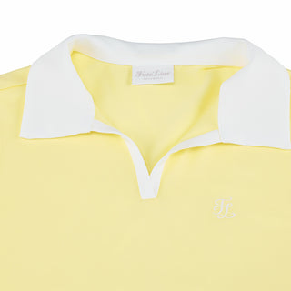 Contrast Collar Open-neck Sleeveless T-Shirt (Yellow)