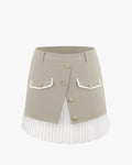 Layer Pleats Pocket Skirt - Beige