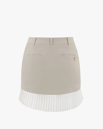 Layer Pleats Pocket Skirt - Beige