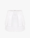 Belt Flap High Waisted Skirt - White